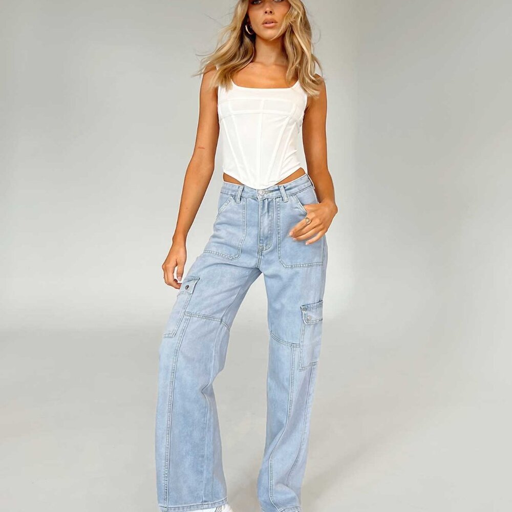 Princess Polly Vincent cargo jean denim